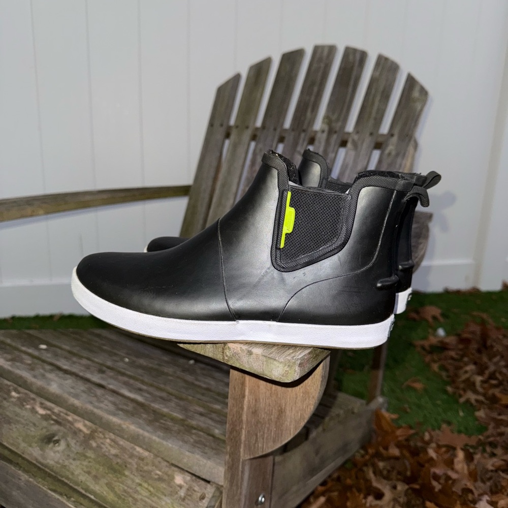 SPERRY Flex‎ Deck Chelsea Black Slip On Rubber Rain Shoes 7.5 Women’s